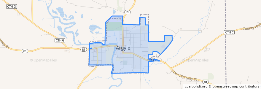 Mapa de ubicacion de Argyle.