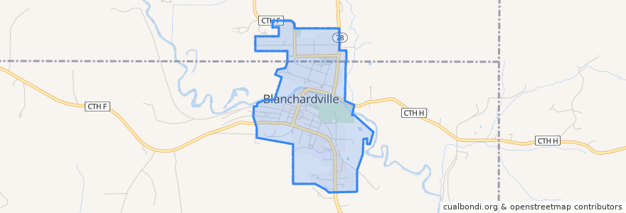 Mapa de ubicacion de Blanchardville.