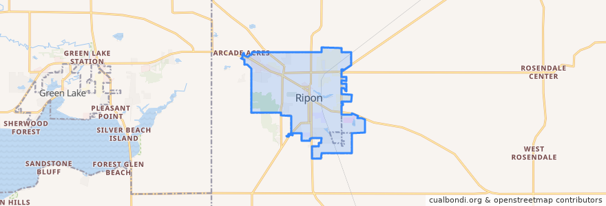 Mapa de ubicacion de Ripon.