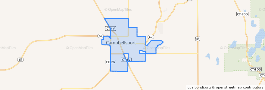 Mapa de ubicacion de Campbellsport.