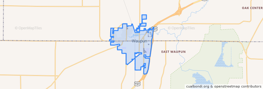 Mapa de ubicacion de Waupun.