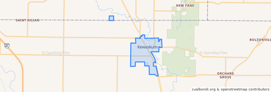 Mapa de ubicacion de Kewaskum.
