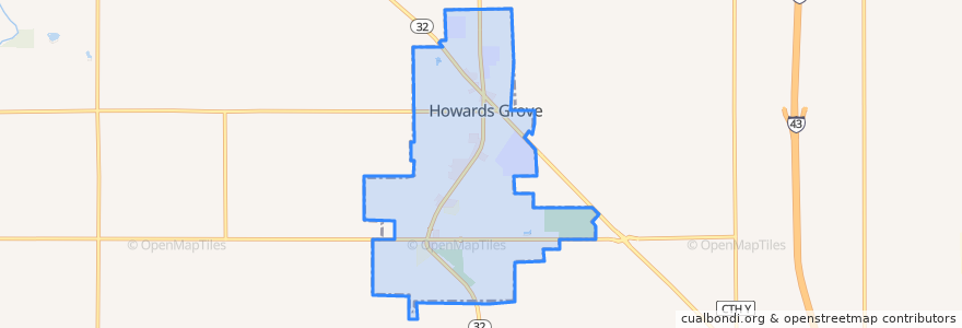 Mapa de ubicacion de Howards Grove.