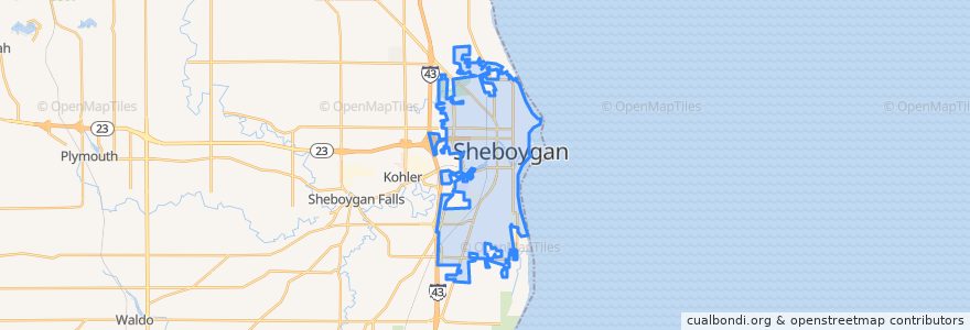 Mapa de ubicacion de Sheboygan.