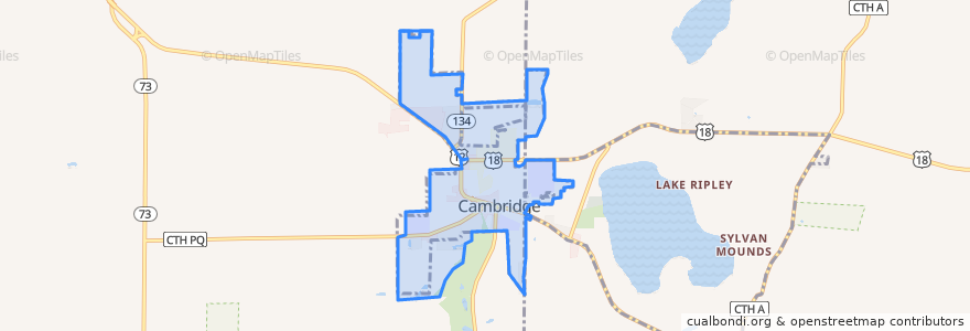 Mapa de ubicacion de Cambridge.