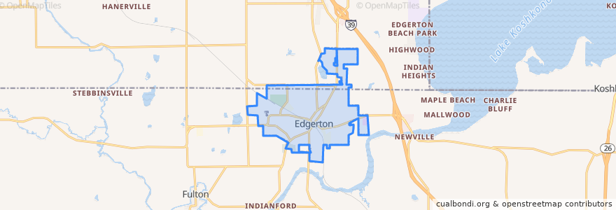 Mapa de ubicacion de Edgerton.