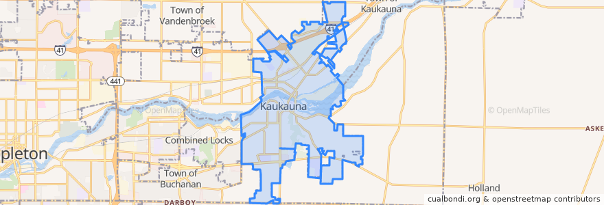 Mapa de ubicacion de Kaukauna.