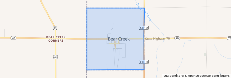 Mapa de ubicacion de Bear Creek.