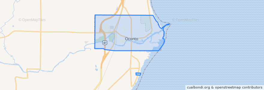 Mapa de ubicacion de Oconto.