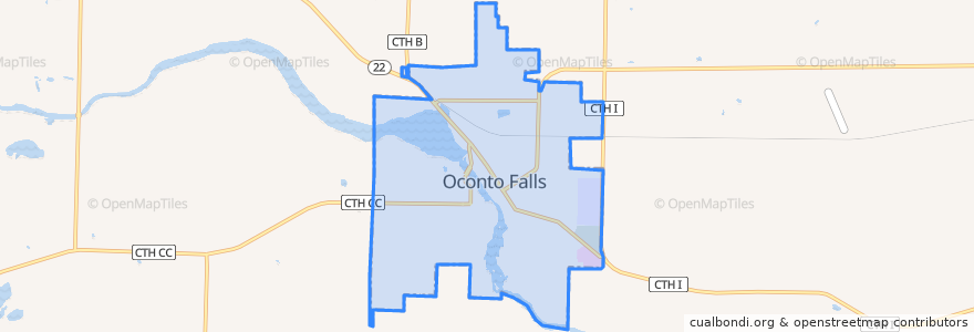 Mapa de ubicacion de Oconto Falls.