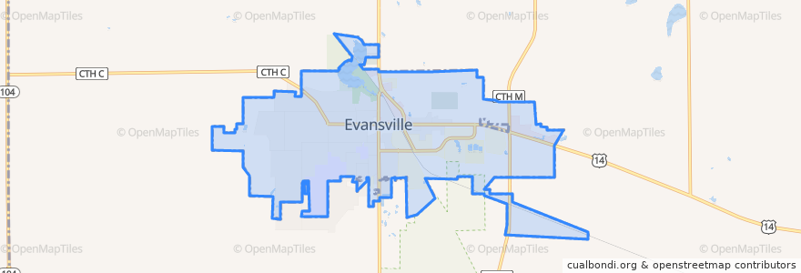 Mapa de ubicacion de Evansville.