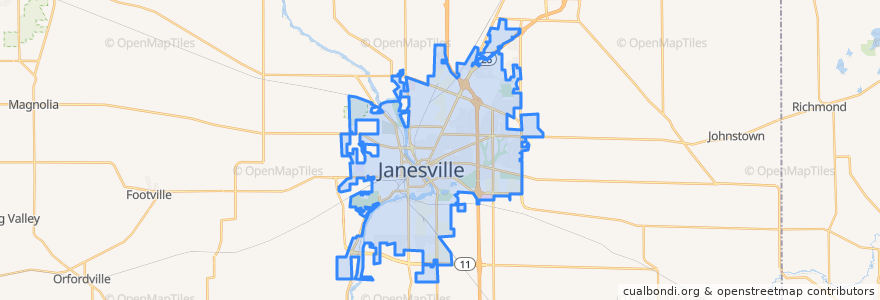 Mapa de ubicacion de Janesville (Wisconsin).