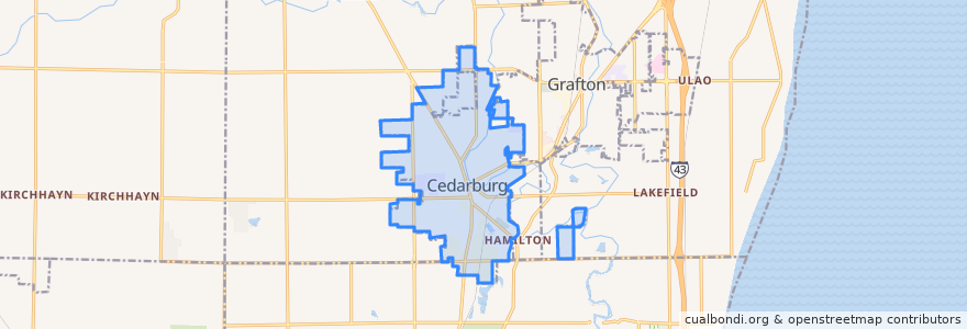 Mapa de ubicacion de Cedarburg.