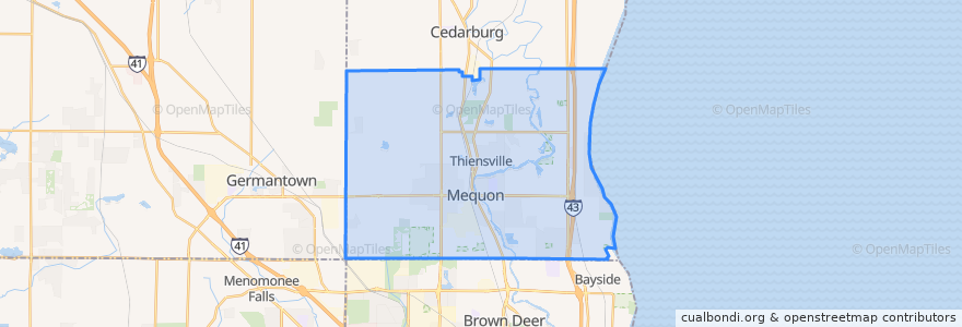 Mapa de ubicacion de Mequon.