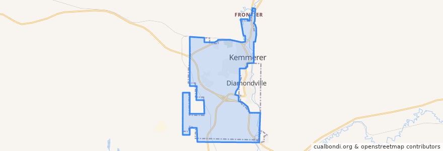 Mapa de ubicacion de Kemmerer.