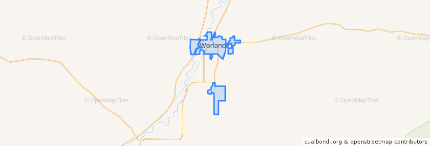Mapa de ubicacion de Worland.