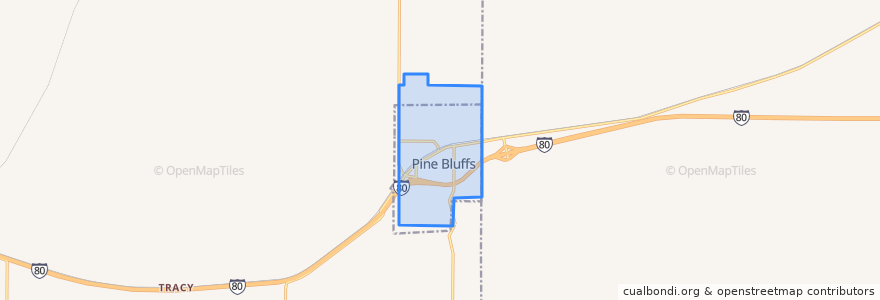 Mapa de ubicacion de Pine Bluffs.