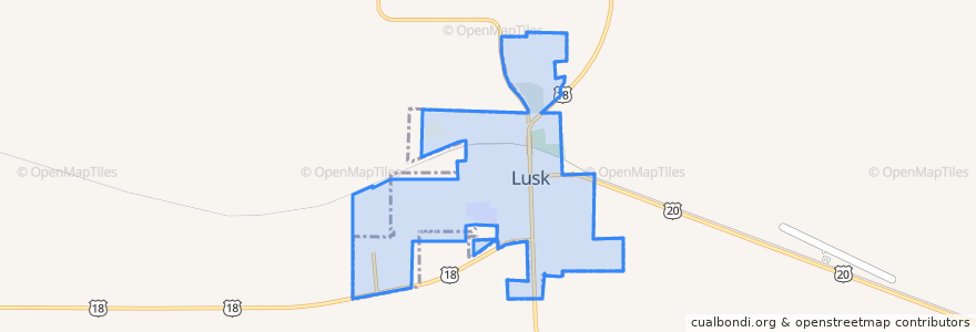 Mapa de ubicacion de Lusk.