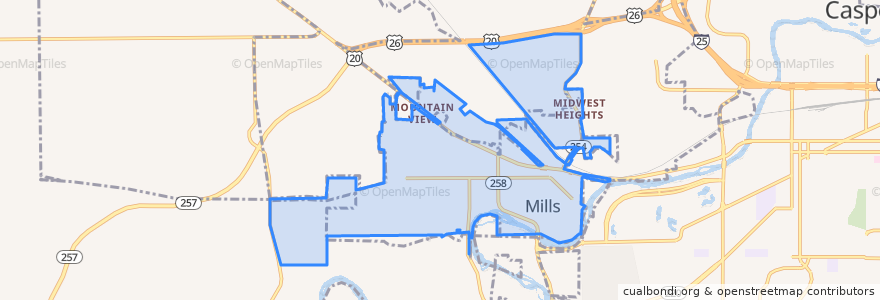 Mapa de ubicacion de Mills.