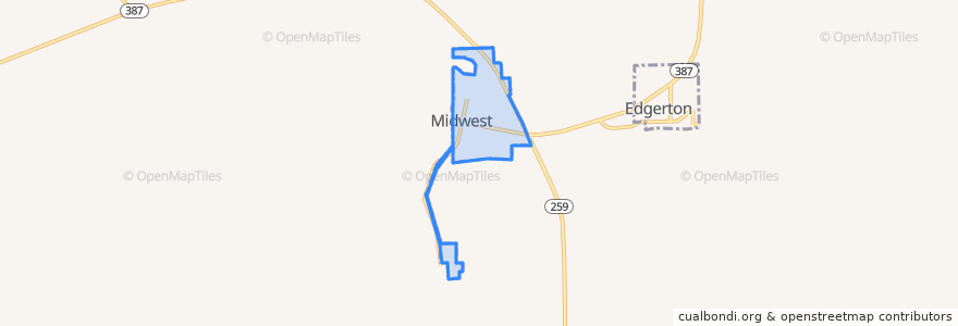 Mapa de ubicacion de Midwest.