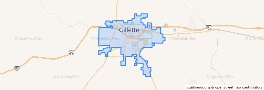 Mapa de ubicacion de Gillette.