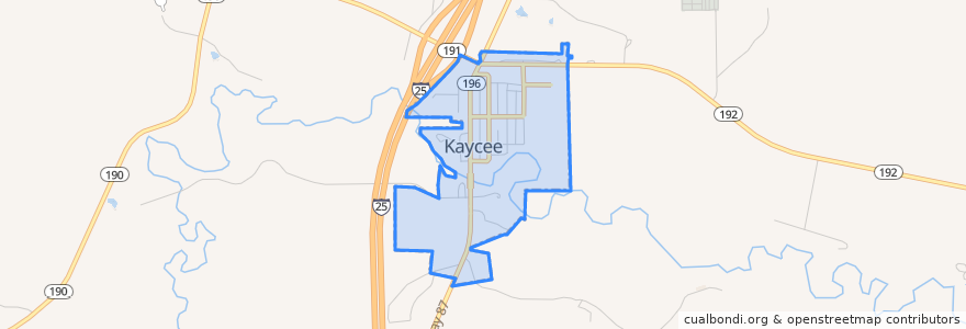 Mapa de ubicacion de Kaycee.