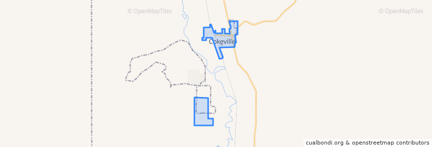 Mapa de ubicacion de Cokeville.