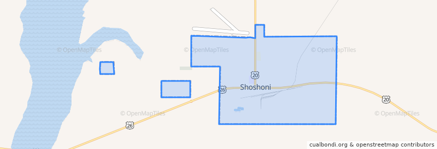 Mapa de ubicacion de Shoshoni.