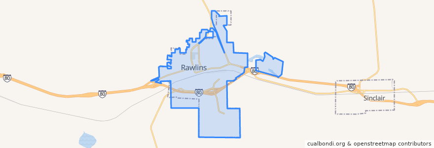 Mapa de ubicacion de Rawlins.