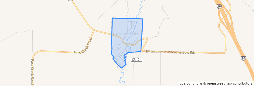 Mapa de ubicacion de Elk Mountain.