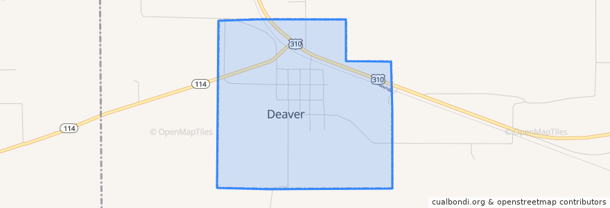 Mapa de ubicacion de Deaver.