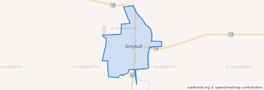 Mapa de ubicacion de Greybull.
