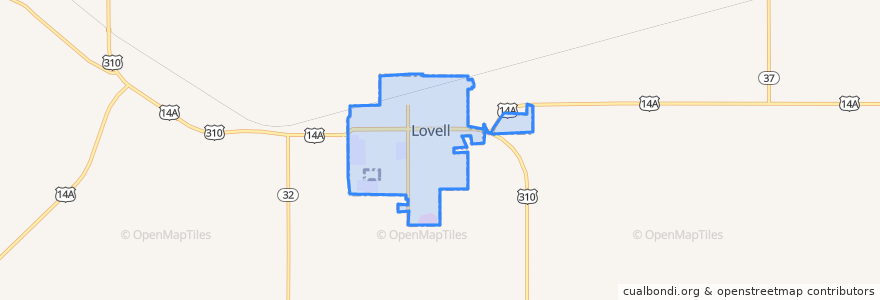 Mapa de ubicacion de Lovell.