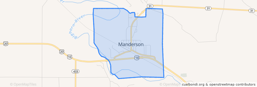 Mapa de ubicacion de Manderson.