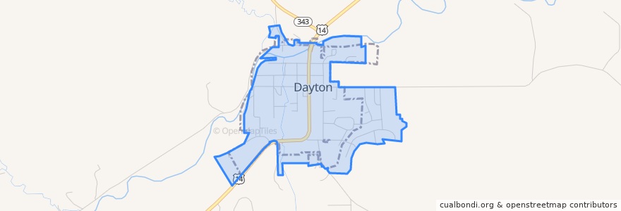 Mapa de ubicacion de Dayton.