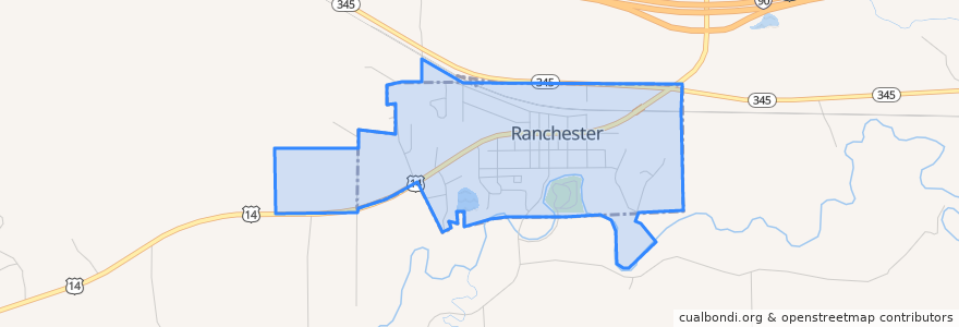 Mapa de ubicacion de Ranchester.
