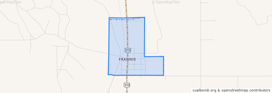 Mapa de ubicacion de Frannie.
