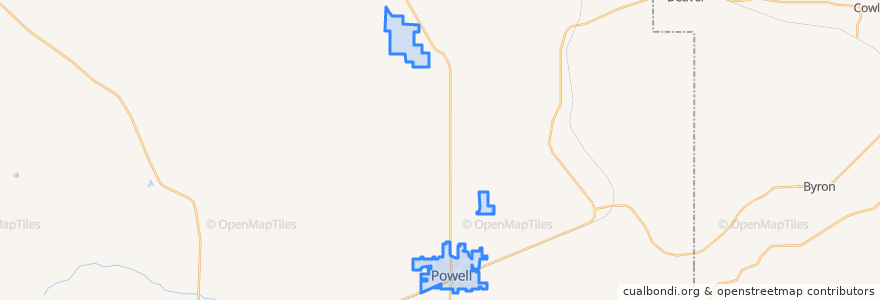 Mapa de ubicacion de Powell.