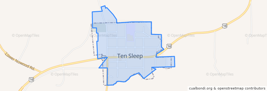 Mapa de ubicacion de Ten Sleep.