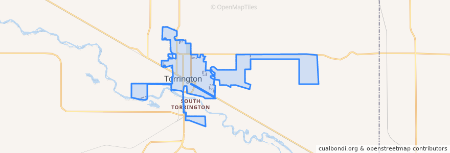 Mapa de ubicacion de Torrington.