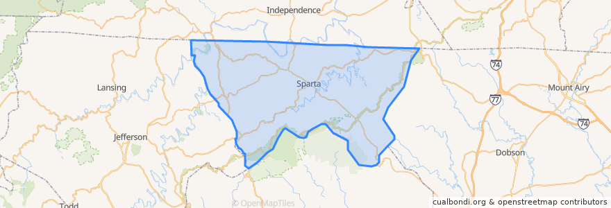 Mapa de ubicacion de Alleghany County.