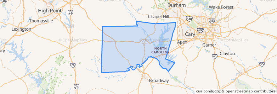 Mapa de ubicacion de Chatham County.