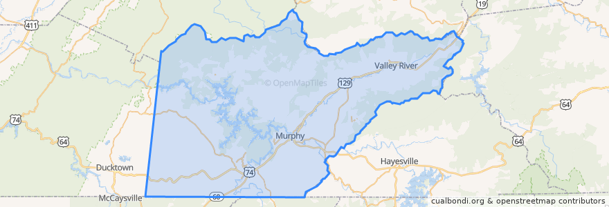 Mapa de ubicacion de Cherokee County.