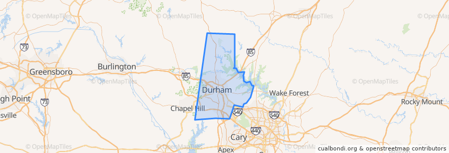 Mapa de ubicacion de Durham County.