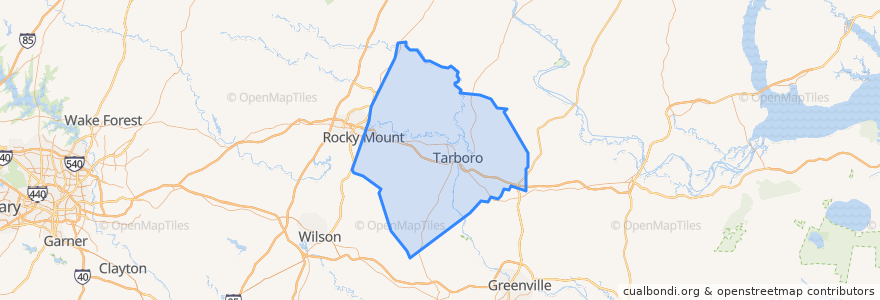 Mapa de ubicacion de Edgecombe County.