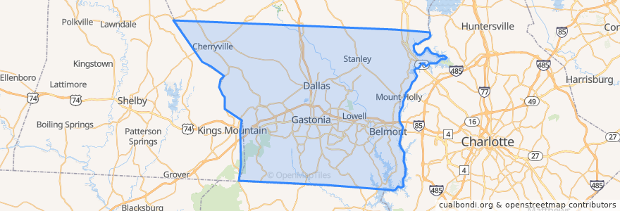Mapa de ubicacion de Gaston County.