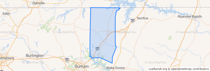 Mapa de ubicacion de Granville County.
