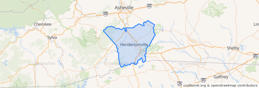 Mapa de ubicacion de Henderson County.