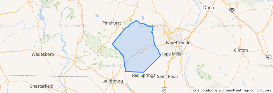 Mapa de ubicacion de Hoke County.