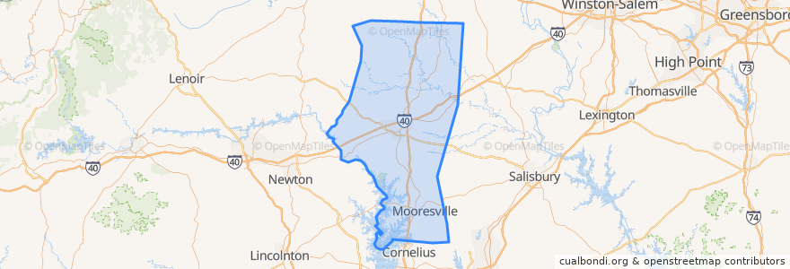 Mapa de ubicacion de Iredell County.